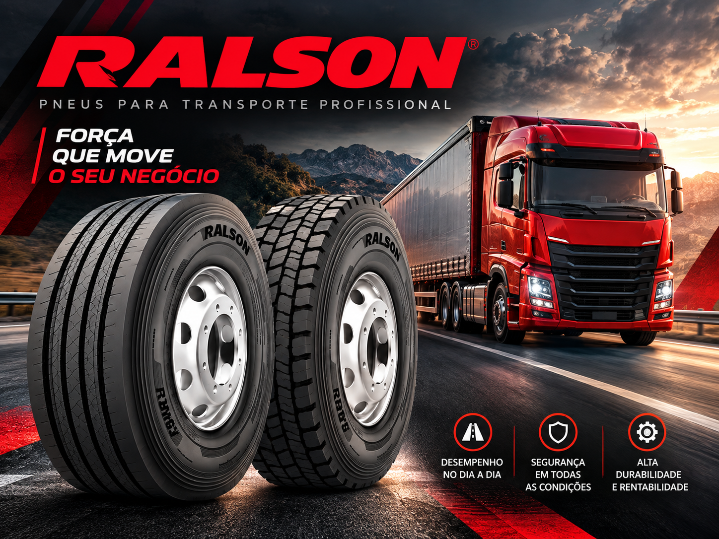 Capa do catálogo Ralson Tyres — Catálogo técnico de pneus comerciais